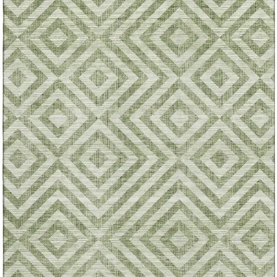 Green And Beige Geometric Washable Area Rug With UV Protection Photo 4