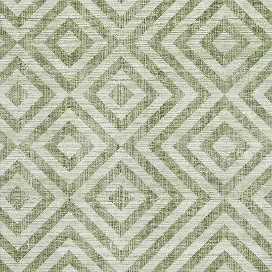 Green And Beige Geometric Washable Area Rug With UV Protection Photo 3