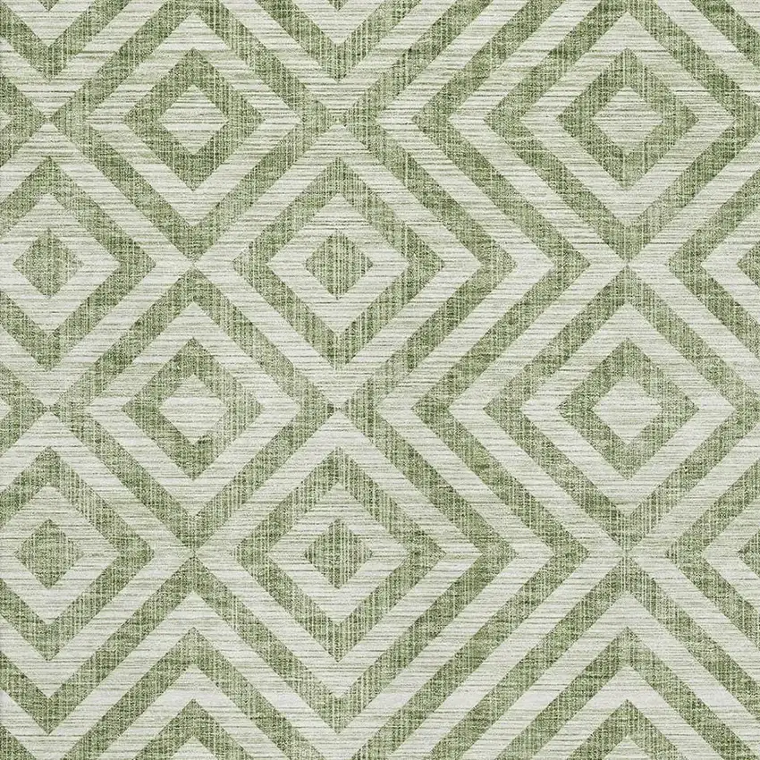 Green And Beige Geometric Washable Area Rug With UV Protection Photo 3