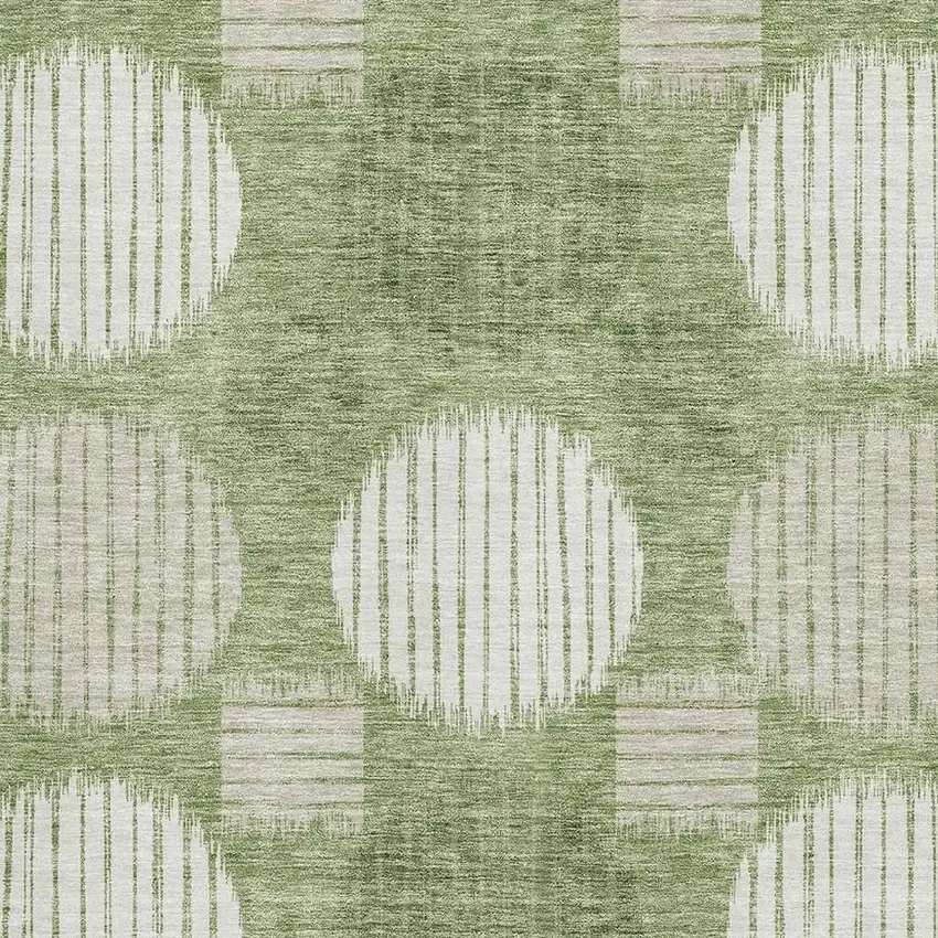 Green And Beige Geometric Washable Area Rug With UV Protection Photo 3
