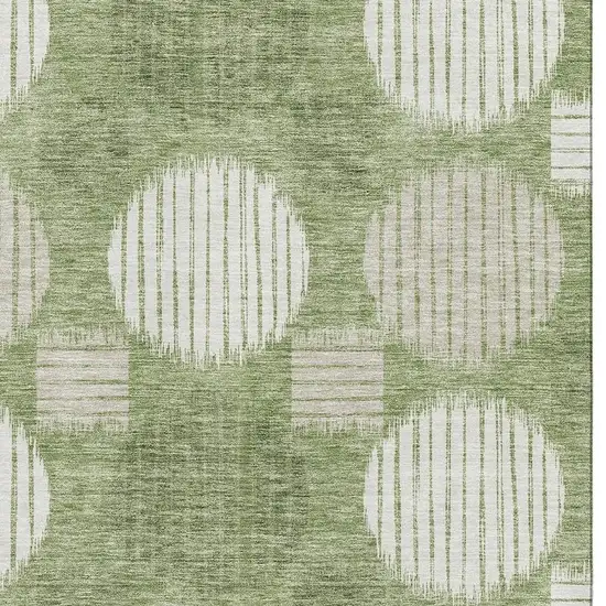 Green And Beige Geometric Washable Area Rug With UV Protection Photo 3
