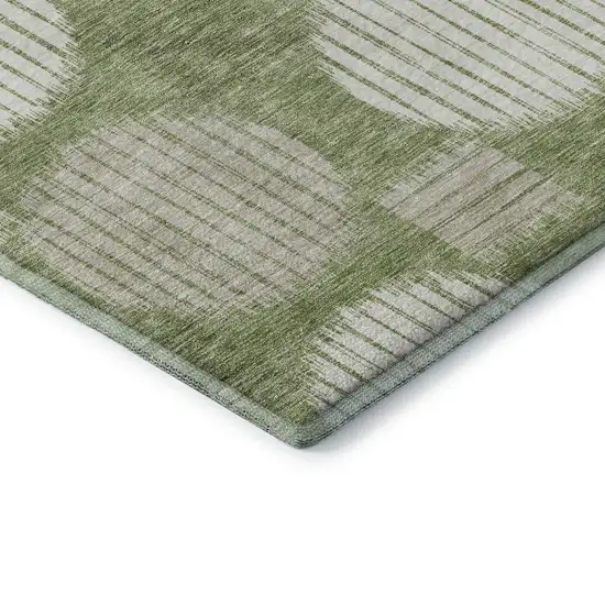 Green And Beige Geometric Washable Area Rug With UV Protection Photo 8