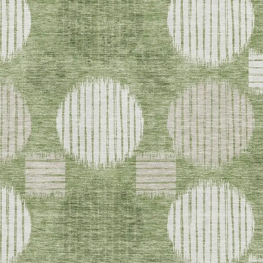 Green And Beige Geometric Washable Area Rug With UV Protection Photo 3