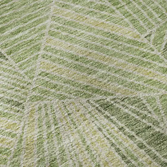 Green And Beige Geometric Washable Area Rug With UV Protection Photo 8