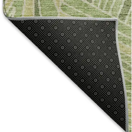 Green And Beige Geometric Washable Area Rug With UV Protection Photo 7