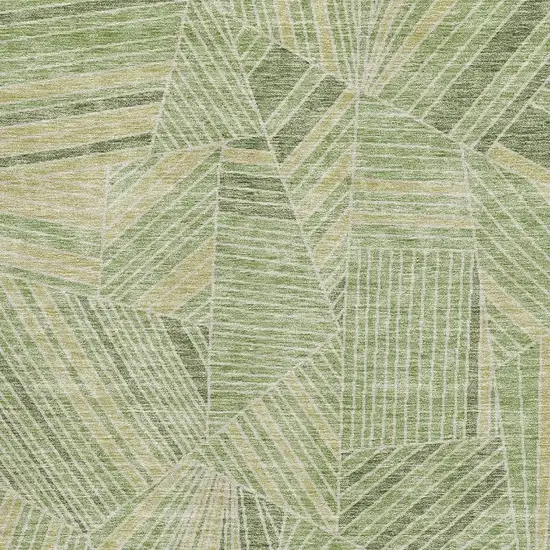 Green And Beige Geometric Washable Area Rug With UV Protection Photo 3