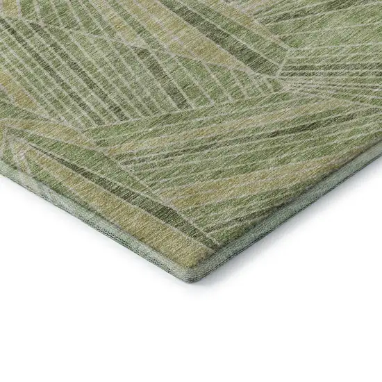 Green And Beige Geometric Washable Area Rug With UV Protection Photo 7