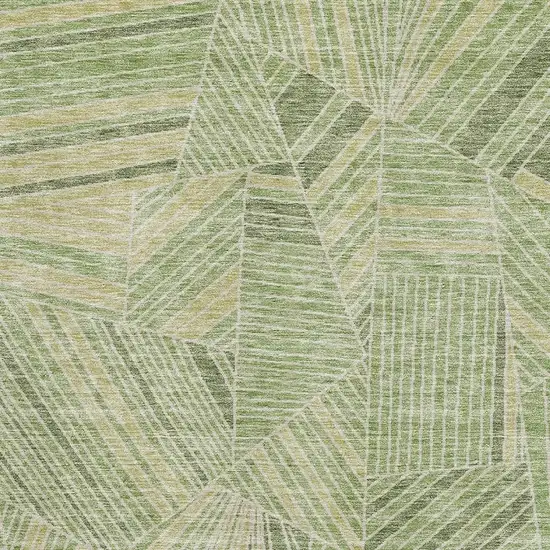 Green And Beige Geometric Washable Area Rug With UV Protection Photo 3