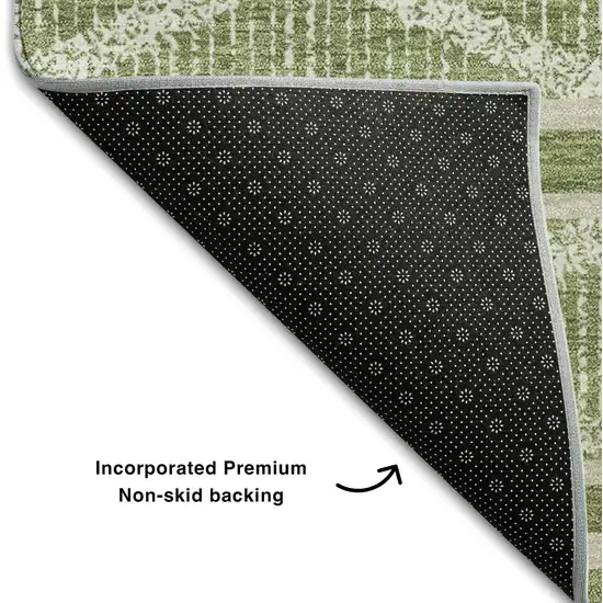 Green And Beige Geometric Washable Area Rug With UV Protection Photo 5