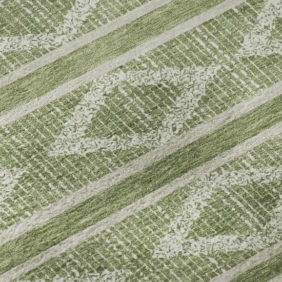 Green And Beige Geometric Washable Area Rug With UV Protection Photo 9