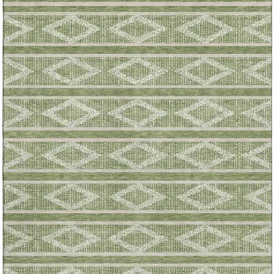 Green And Beige Geometric Washable Area Rug With UV Protection Photo 3