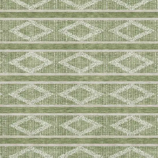 Green And Beige Geometric Washable Area Rug With UV Protection Photo 2