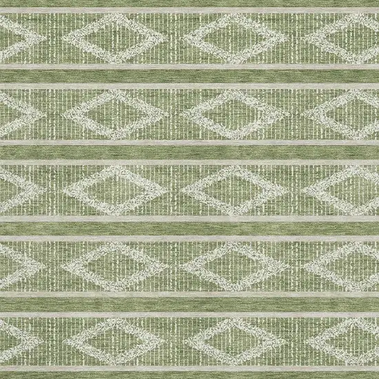 Green And Beige Geometric Washable Area Rug With UV Protection Photo 2