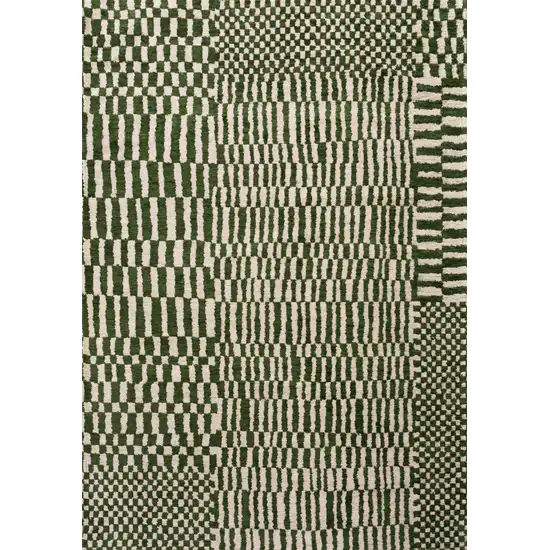 Green And Beige Geometric Washable Area Rug With UV Protection Photo 3