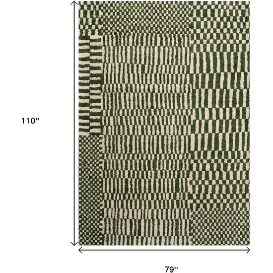 Green And Beige Geometric Washable Area Rug With UV Protection Photo 9