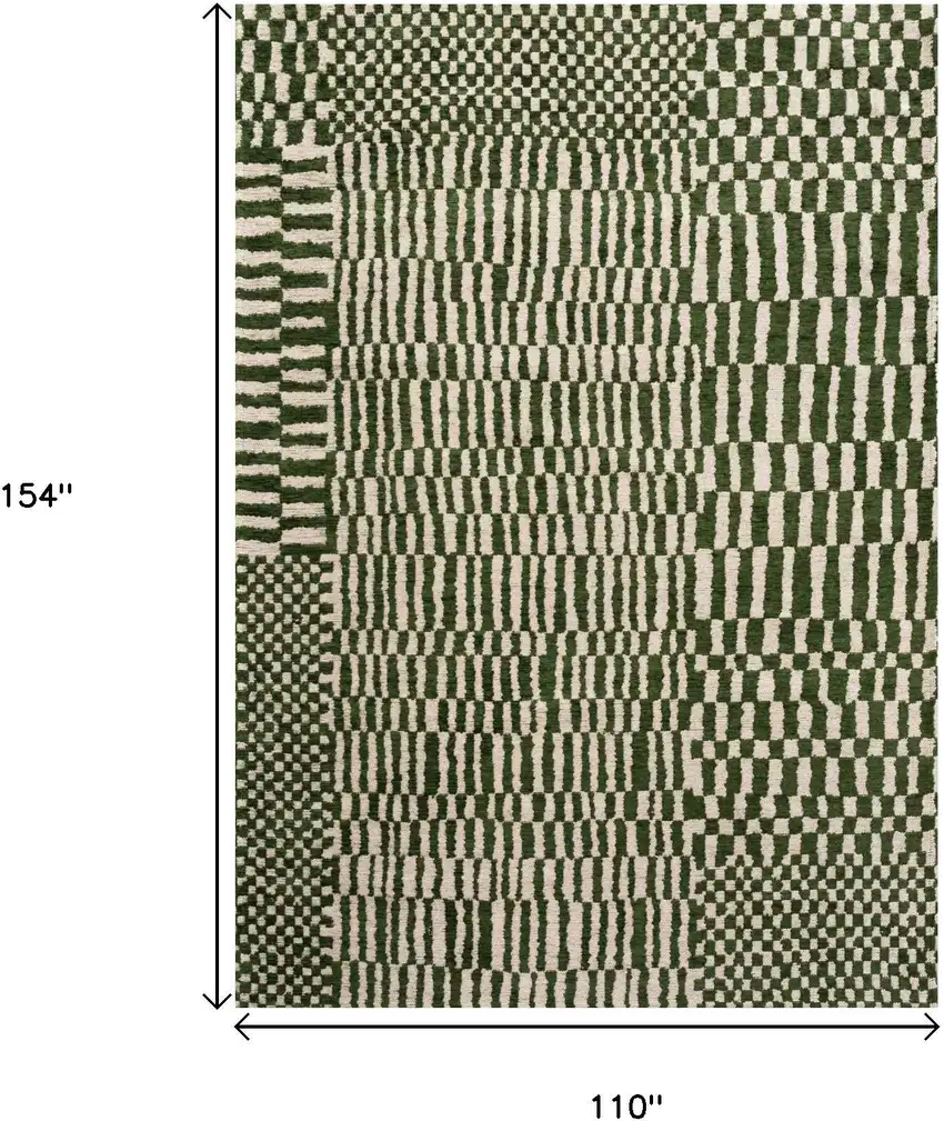 Green And Beige Geometric Washable Area Rug With UV Protection Photo 8