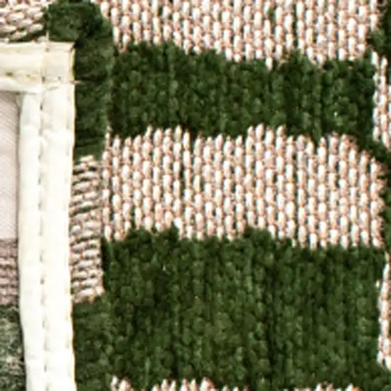 Green And Beige Geometric Washable Area Rug With UV Protection Photo 5