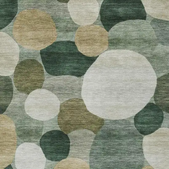 Green And Beige Geometric Washable Indoor Outdoor Area Rug Photo 2