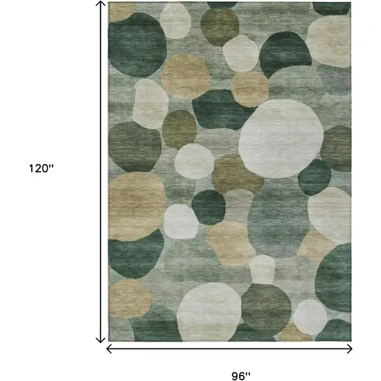 Green And Beige Geometric Washable Indoor Outdoor Area Rug Photo 7
