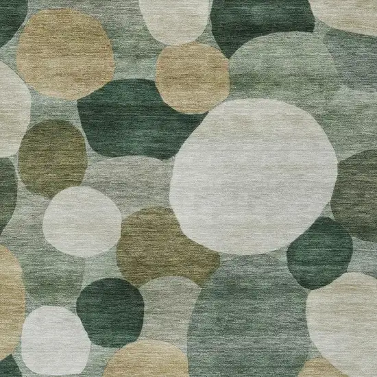 Green And Beige Geometric Washable Indoor Outdoor Area Rug Photo 2