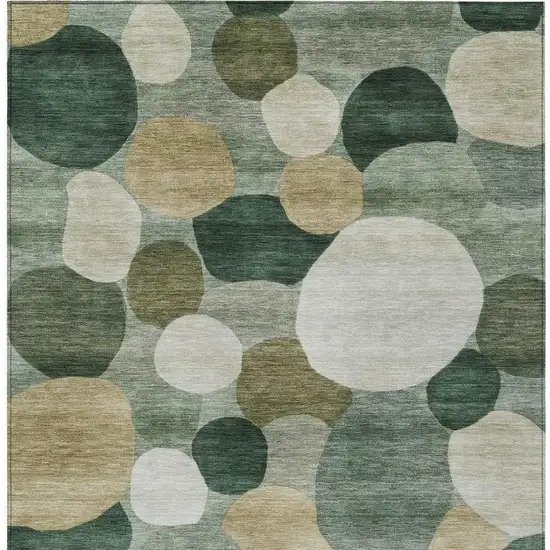 Green And Beige Geometric Washable Indoor Outdoor Area Rug Photo 3