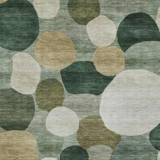 Green And Beige Geometric Washable Indoor Outdoor Area Rug Photo 2