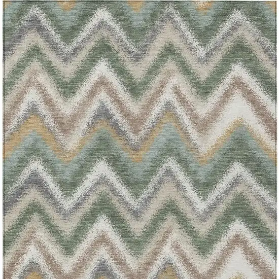 Green And Beige Geometric Washable Indoor Outdoor Area Rug Photo 3