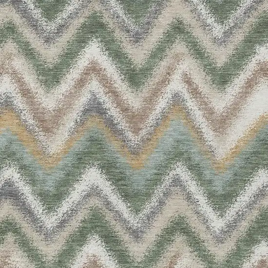 Green And Beige Geometric Washable Indoor Outdoor Area Rug Photo 2