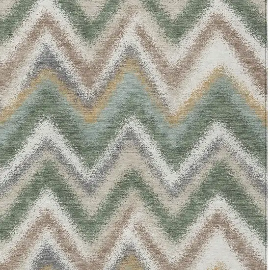 Green And Beige Geometric Washable Indoor Outdoor Area Rug Photo 2