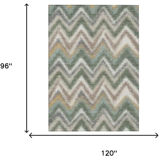 Green And Beige Geometric Washable Indoor Outdoor Area Rug Photo 6
