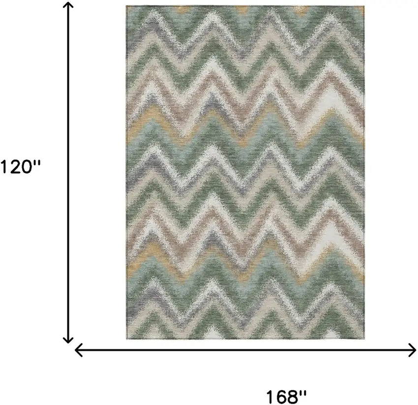 Green And Beige Geometric Washable Indoor Outdoor Area Rug Photo 6