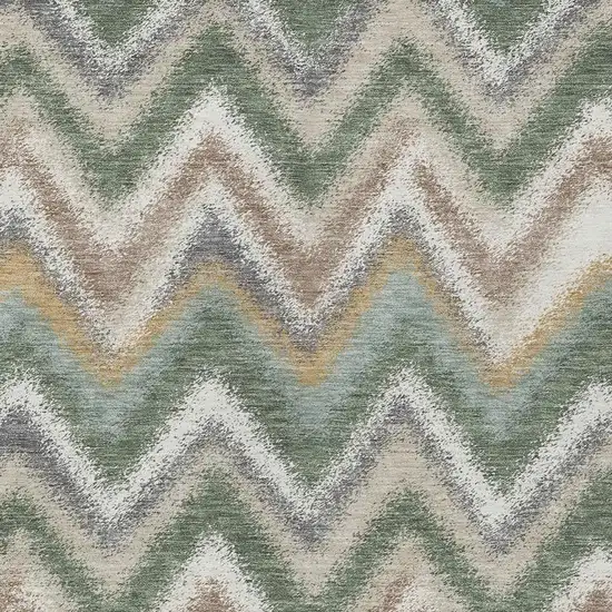 Green And Beige Geometric Washable Indoor Outdoor Area Rug Photo 2