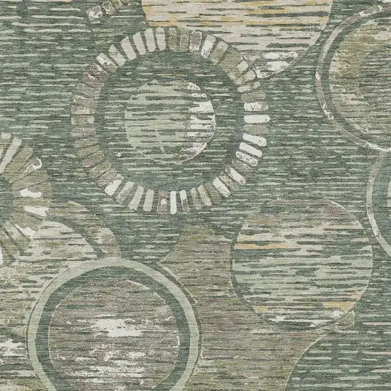 Green And Beige Geometric Washable Indoor Outdoor Area Rug Photo 2