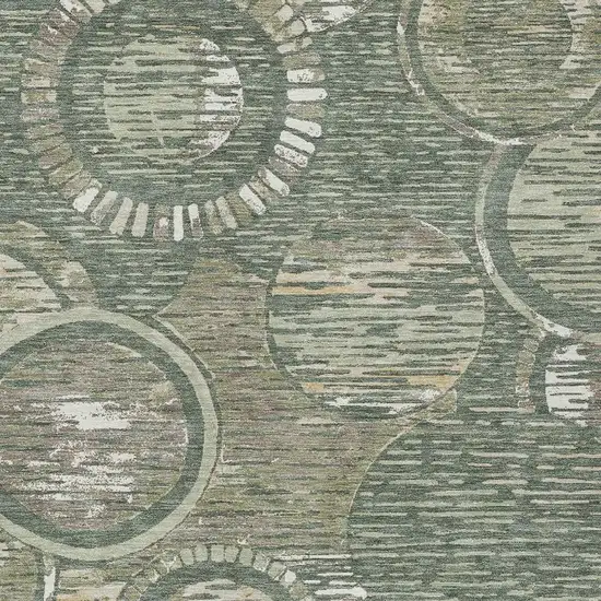 Green And Beige Geometric Washable Indoor Outdoor Area Rug Photo 2