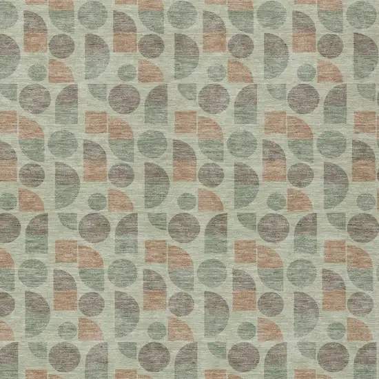 Green And Beige Geometric Washable Indoor Outdoor Area Rug Photo 1