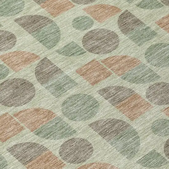 Green And Beige Geometric Washable Indoor Outdoor Area Rug Photo 5