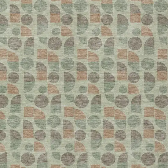 Green And Beige Geometric Washable Indoor Outdoor Area Rug Photo 1