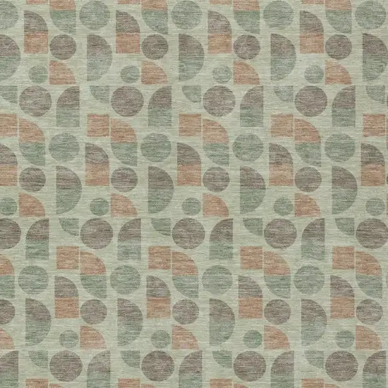 Green And Beige Geometric Washable Indoor Outdoor Area Rug Photo 3