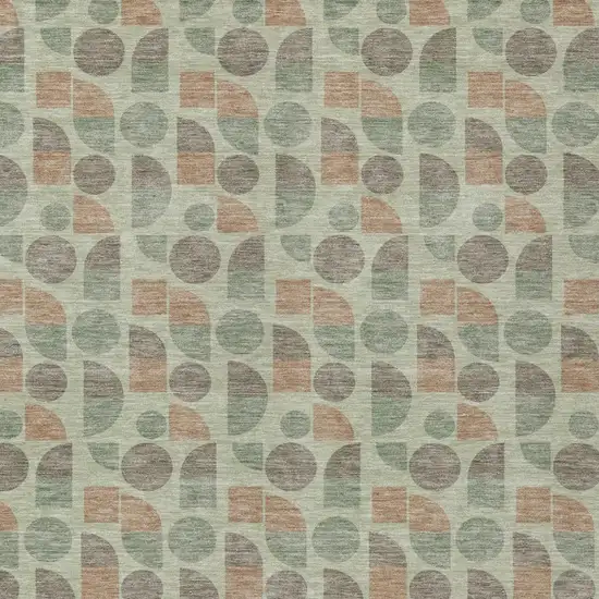 Green And Beige Geometric Washable Indoor Outdoor Area Rug Photo 2