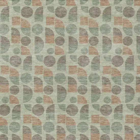 Green And Beige Geometric Washable Indoor Outdoor Area Rug Photo 2