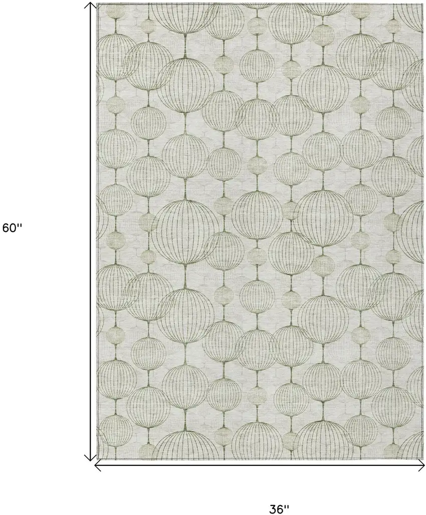 Green And Beige Geometric Washable Indoor Outdoor Area Rug Photo 7