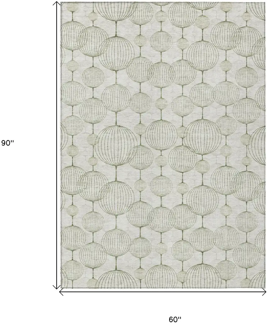 Green And Beige Geometric Washable Indoor Outdoor Area Rug Photo 8