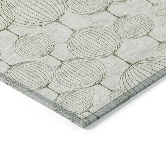 Green And Beige Geometric Washable Indoor Outdoor Area Rug Photo 4