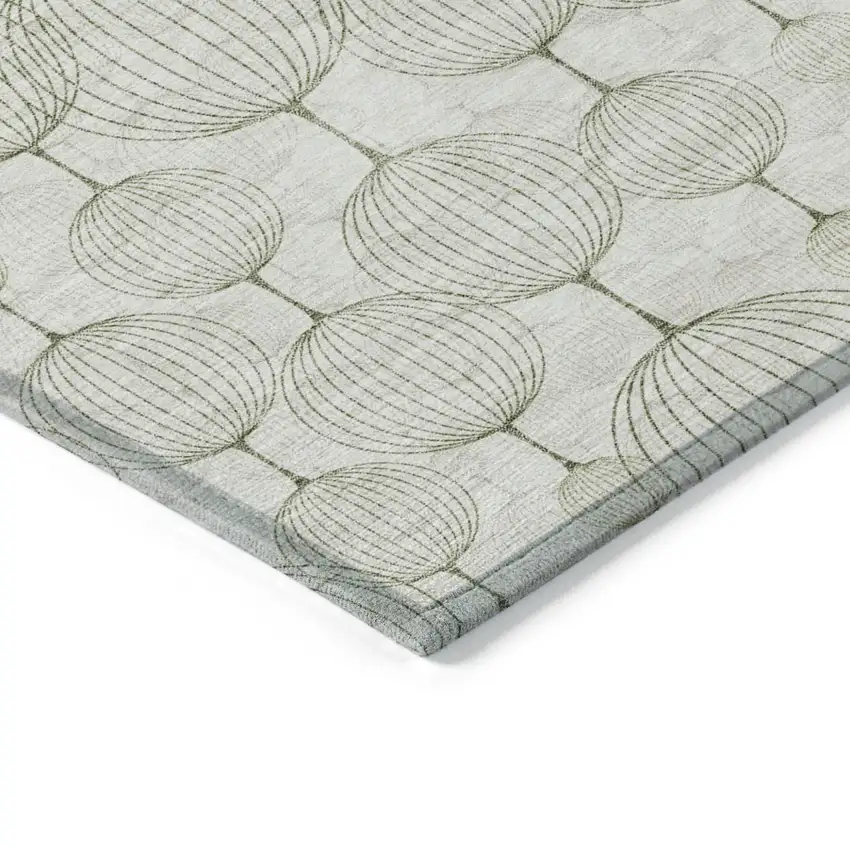 Green And Beige Geometric Washable Indoor Outdoor Area Rug Photo 4