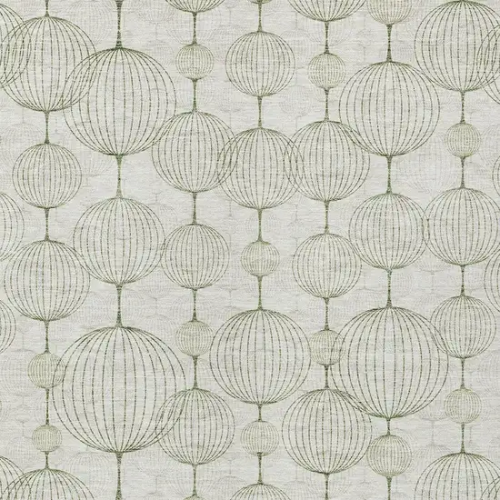 Green And Beige Geometric Washable Indoor Outdoor Area Rug Photo 5