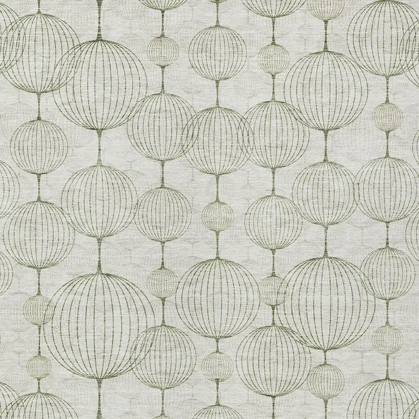 Green And Beige Geometric Washable Indoor Outdoor Area Rug Photo 5