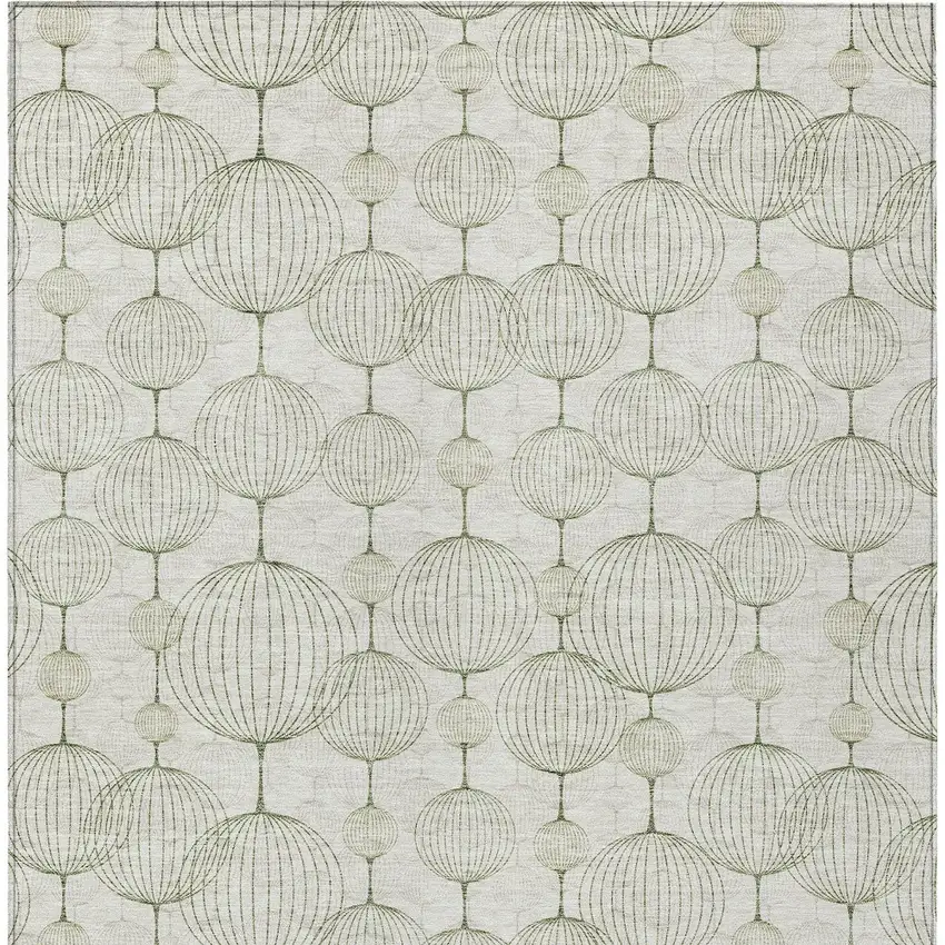 Green And Beige Geometric Washable Indoor Outdoor Area Rug Photo 5