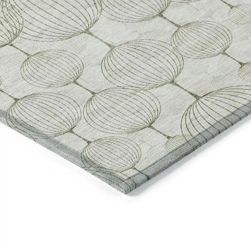 Green And Beige Geometric Washable Indoor Outdoor Area Rug Photo 3