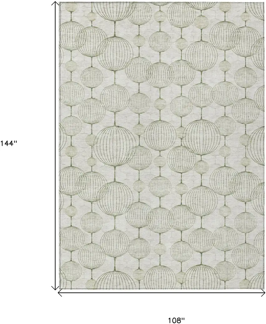 Green And Beige Geometric Washable Indoor Outdoor Area Rug Photo 7