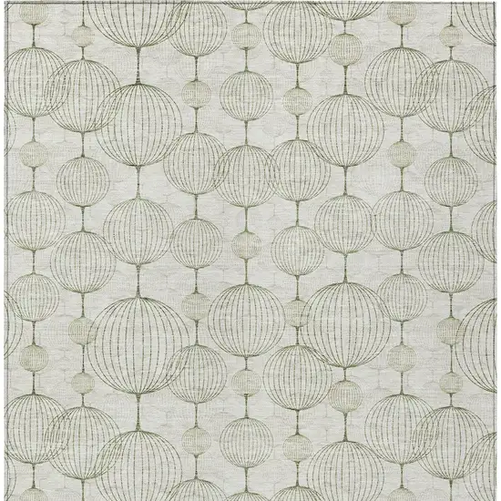 Green And Beige Geometric Washable Indoor Outdoor Area Rug Photo 4